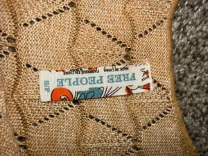 Free People Tan Crochet Knit Mini Dress thumbnail 3