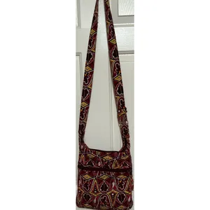 Stephanie Dawn‎ Floral Burgundy Yellow Crossbody Bag Adjustable Strap thumbnail 4