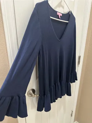 LILLY PULITZER Adela Ruffle Sleeve & hem shirt size Large thumbnail 10