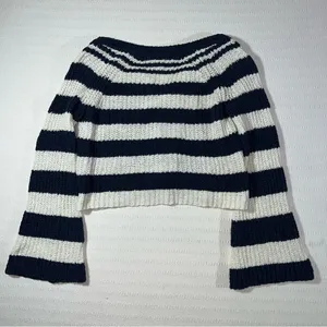 Anthropologie Pilcro Striped Henley Pullover Sweatshirt Women’s S Oversized thumbnail 3