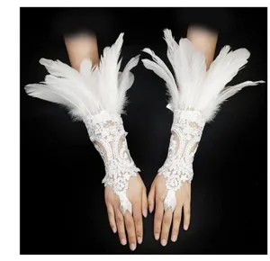 NEW White Lace Gloves Elegant Long Satin Bridal Banquet Prom Formal Dress thumbnail 2