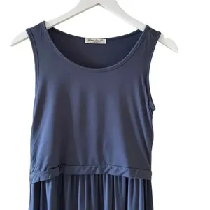 Bearsland Sleeveless Navy Blue Modal Midi Solid Womens Dress SZ S thumbnail 2