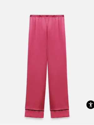 Zara Barbie Fuchsia Wide-Leg Lounge Pants thumbnail 2