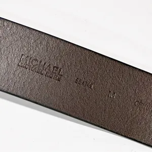Michael Kors Dark Brown Leather Belt Gold-Tone Singnature MK Logo Hardware‎ NEW thumbnail 3