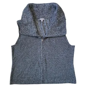 J. Jill Womens B&W Marled Full Zip‎ Shawl Collar Sleeveless Sweater Vest Large thumbnail 6