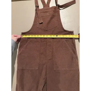 Aerie Werk and Play Brown Corduroy Overalls Bib Overalls Small S Raw Fray Hem thumbnail 7