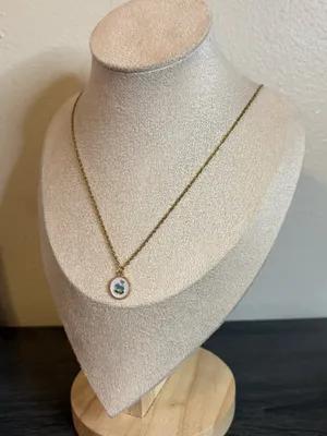 Handmade Gold/Blue Flower Necklace thumbnail 4