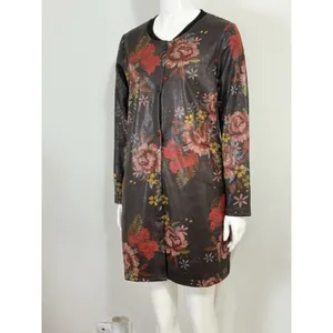 TOV Los Angeles Faux Leather Floral Snap Front Coat Dress Jacket Duster 38 NWT thumbnail 4