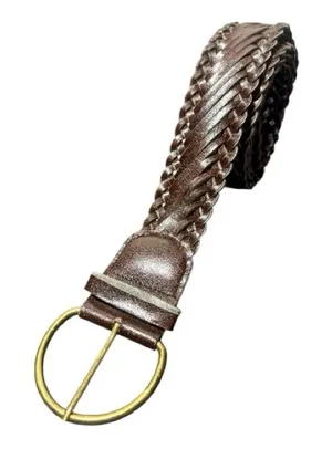 Brown Braided Belt with Gold Buckle thumbnail 1