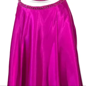 Mori Lee Fuchsia Embellished 2 Piece Prom Dress Size 10 Halter Gown thumbnail 8