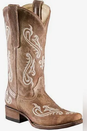 Corral Cortez Honey Flur De Los Western Tan Leather Cowboy Square Toe Boots 9.5M thumbnail 1