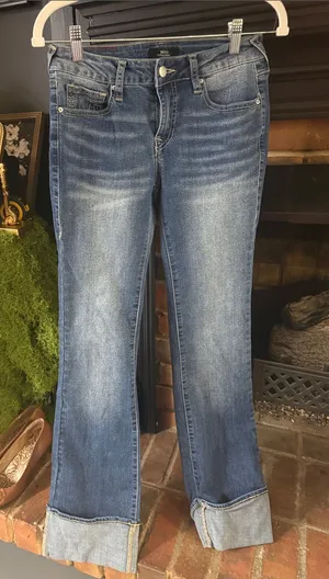 True Religion Women's Mid-Blue Bootcut Jeans with Cuffed Hem thumbnail 1