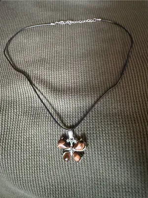 Handcrafted Brown Stone Butterfly Pendant Necklace - Women Jewelry thumbnail 3