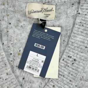 Universal Threads Womens Cable Knit V-Neck Sweater Vest Gray‎ Flecked Large NWT thumbnail 2