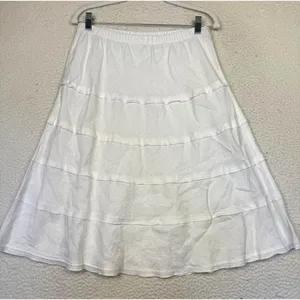 Soft Surroundings Skirt‎ Womens Small White Linen Tiered A-Line Beach Western thumbnail 3