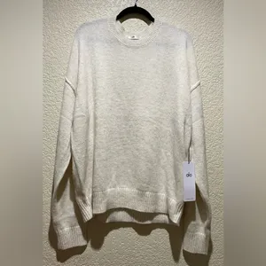 ALO Yoga NWT Unisex Wool Cashmere New Class Crewneck Sweater Bone Heather Size M thumbnail 6