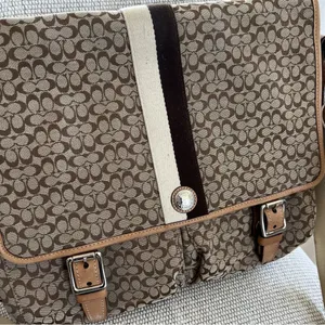 Vintage Coach Voyager Logo Canvas and Leather Messenger Bag in Brown thumbnail 2