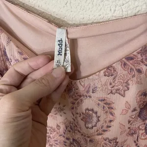 Mudd Pink Floral Slip Dress Womens XL Adjustable Straps Boho Sheer Overlay thumbnail 2