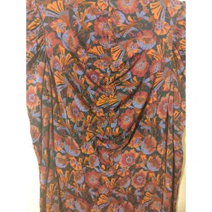 RTR Tanya Taylor Zoe Red Floral Ruched Mock Neck Long Sleeve Maxi Dress Sz Small thumbnail 4