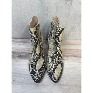 Steve Madden Size 6‎ Jain Snakeskin Print Ankle Booties Block Heel Pointed Toe thumbnail 2