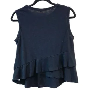 Gap Black Ruffle Hem Sleeveless Top Women’s‎ Large Layered Tank Blouse thumbnail 2