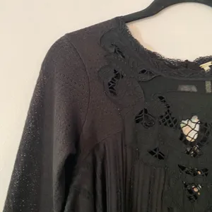 Free People Black Lace Boho Sheer Whimsygoth Blouse Feminine Women's size XS thumbnail 3