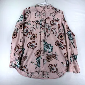 Lauren Ralph Lauren Floral Button Down Shirt Pink Green Long Sleeve Pockets Sz L thumbnail 2