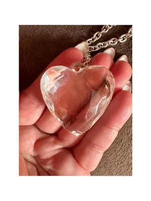 Clear Heart Gemstone Silver Tone Chain Necklace thumbnail 5