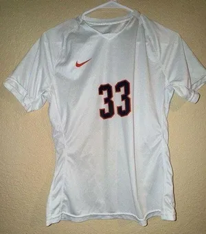 Nike White and Orange Soccer Jersey thumbnail 1