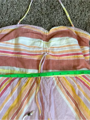 Anthropologie Savannah Halter Striped Dress US Women 4 Orange Boho-Style thumbnail 5