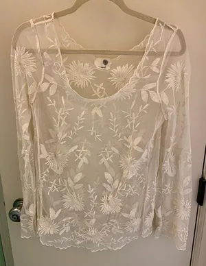 Anthropologie Everleigh Floral Lace Long Sleeve Shirt thumbnail 1