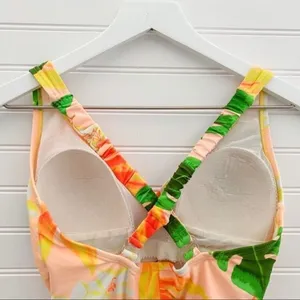Swimsuit‎ Size 6 Green Palm Tree Print Surplice V Neck One Piece Tropical Beach thumbnail 10
