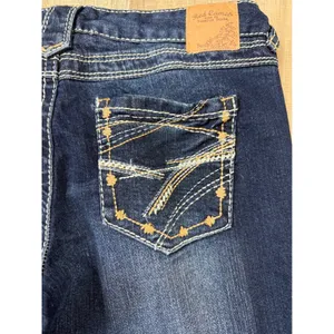 Y2K Low Rise Red Camel Scarlett Skinny Jeans Thick Stitch Embroidered Size 9‎ thumbnail 2
