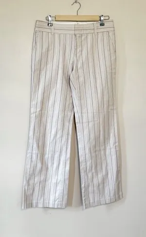 CLEARANCE! Cream/Pink Old Navy Striped Low Waist Pants Size 8 EUC thumbnail 1