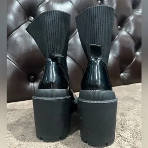 Forever 21 Black Heeled Boots with Chunky Sole thumbnail 7