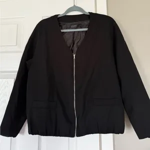 ZARA Black Zip Up Blazer Casual Jacket thumbnail 2