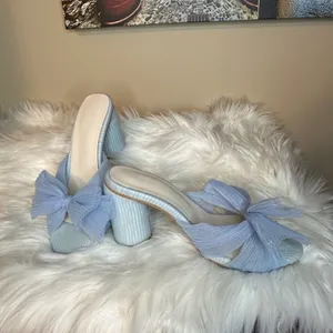 Blue Mules with Decorative Bow Size 6 thumbnail 4