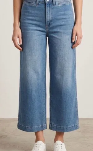 Oat New York Light Blue Wide-Leg Cropped Jeans thumbnail 1