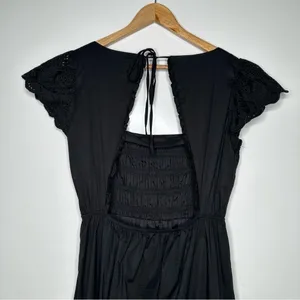 Jason Wu Black Open Back Eyelet Smocked Maxi Dress Size Large thumbnail 7