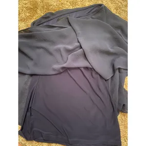 Analili Silk One Shoulder Asymmetrical Navy Blue Top Chiffon Handkerchief Y2K thumbnail 6