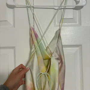 Zara Tie Dye Print Mini Satin Dress Backless Spaghetti Straps thumbnail 3
