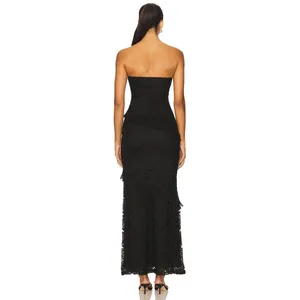 MORE TO COME Xandra Romantic Strapless Black Stretch Lace Maxi Dress XS NWT thumbnail 4