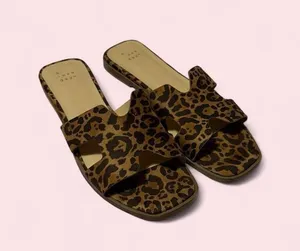 a new day Leopard Print Slide Sandals - Brown/Black thumbnail 1