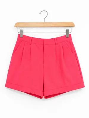 High-Rise Neon Pink Tailored Bermuda Shorts thumbnail 2