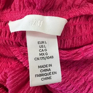 H&M Hot Pink Smocked Midi Dress Ruffle Trim Spaghetti Strap Sundress Women Large thumbnail 4