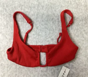PacSun Swim‎ Eco Red Ribbed Cutout Bikini Top XXS NWT 0481-060 thumbnail 1