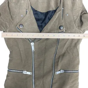 Zara Woman Faux Suede Brown Full Zip Moto Jacket Size XS Flawed thumbnail 12
