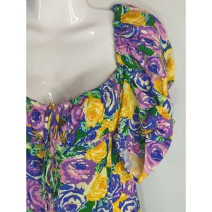 Zara Green‎ Purple Yellow Floral Mini Corset Dress Womens Large Coquette Girl thumbnail 6