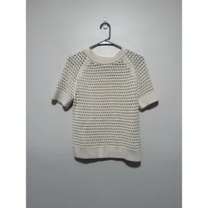 Varley Alva Knit Short Sleeve Sweater in Egret Size Medium thumbnail 4
