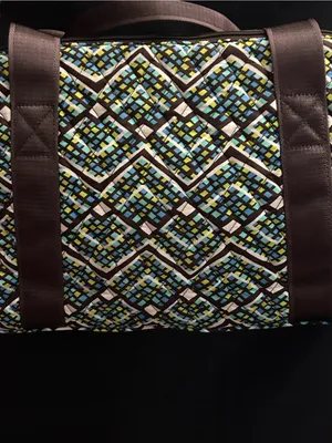 Vera Bradley Rainforest Geometric Multicolor Duffel Bag with Brown Straps thumbnail 12